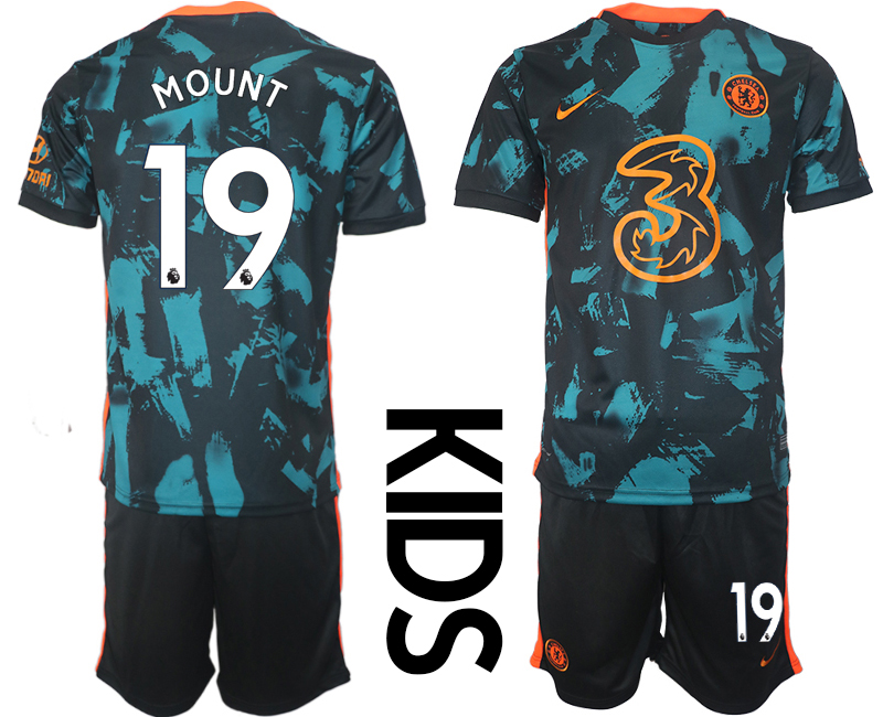 Youth 2021-2022 Club Chelsea FC away black #19 Soccer Jersey->youth soccer jersey->Youth Jersey